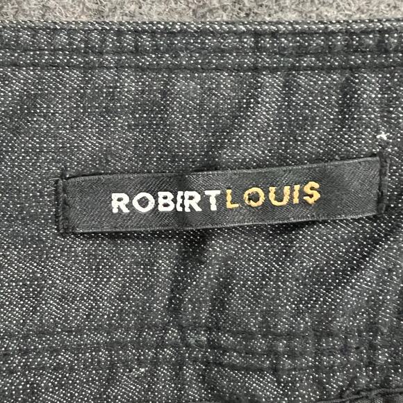 Robert Louis Y2K Jeans Womens 12 Black Chambray Wide Leg Utilitarian Retro Pants - Picture 12 of 15